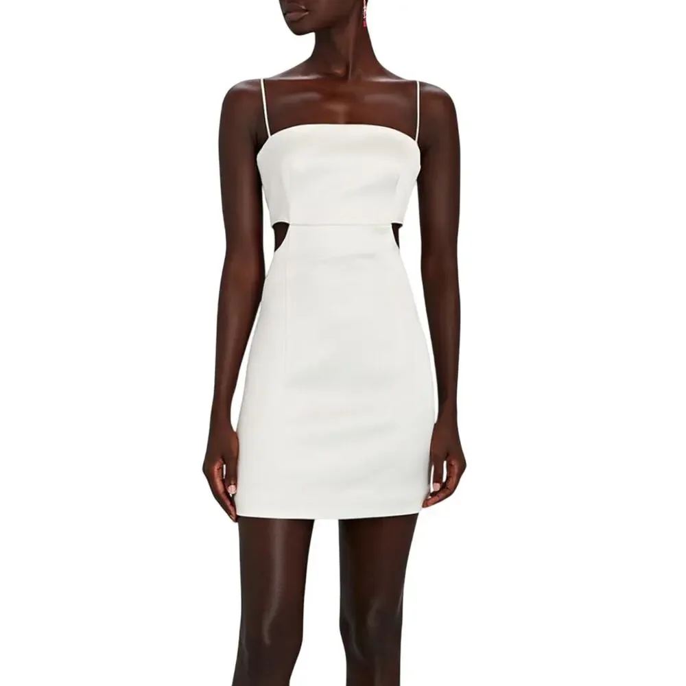 Gauge81 Marta White Satin Cut Out Square Neck Sleeveless Open Side Tie Back  SM - Picture 2 of 13